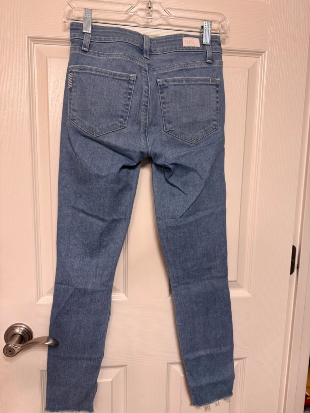 PAIGE Women's Light Blue Distressed Slim Jeans - Picture 5 of 6